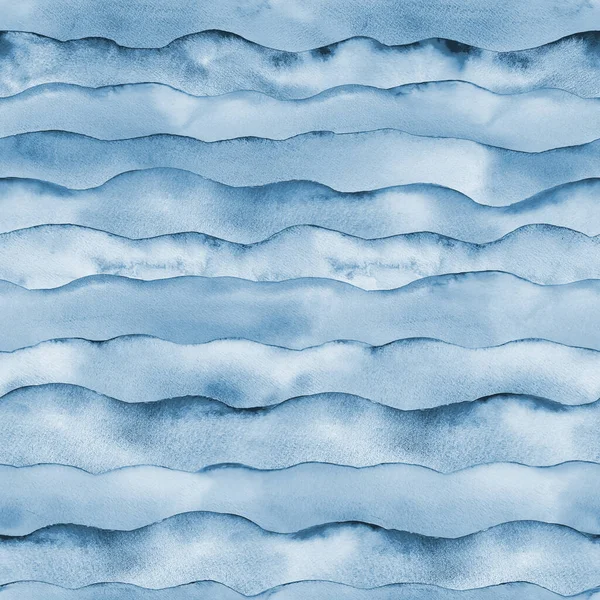 Abstract Watercolor Sea Ocean Blue Indigo Navy Colored Wave Seamless — Stock Photo, Image