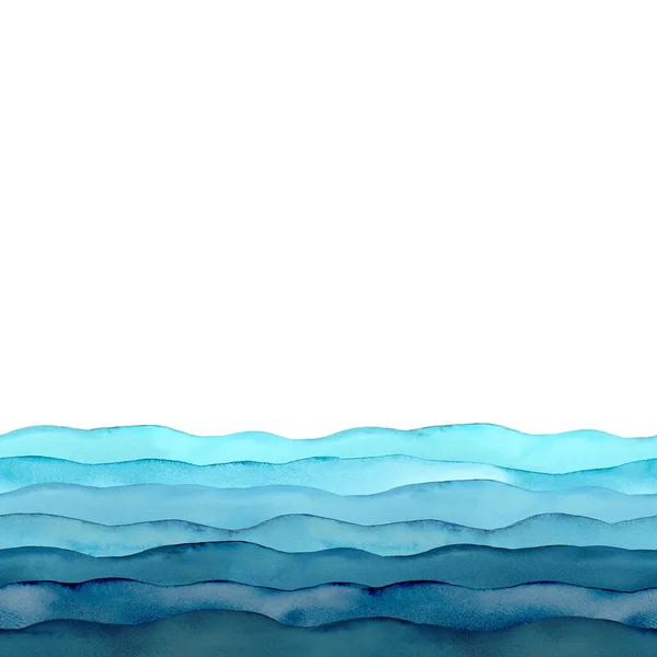 Aquarel Zee Oceaan Golf Blauw Teal Turquoise Gekleurde Achtergrond Aquarel — Stockfoto