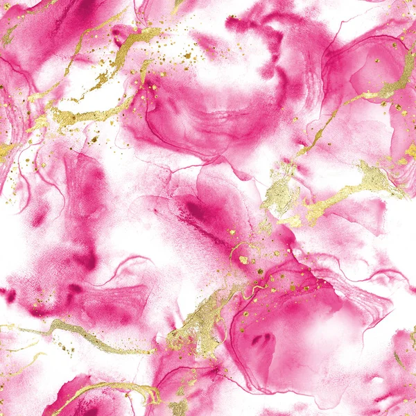 Abstrakt Akvarell Grunge Lyx Bakgrund Handritade Rosa Och Gyllene Glitter — Stockfoto
