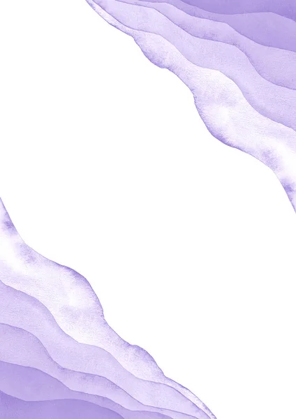 Watercolor sea ocean wave pastel purple colored background. Watercolour hand painted waves illustration. Banner frame backdrop splash design. Grunge color cover. Space for logo, text