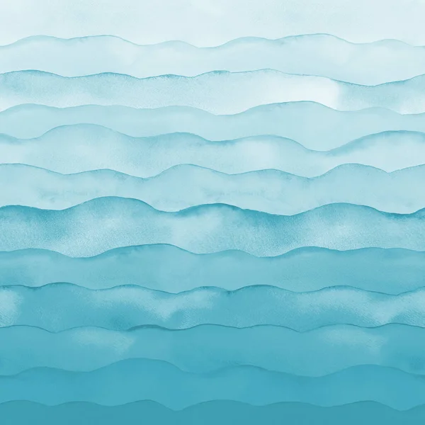 Abstraktní Akvarel Moře Oceán Modrý Teal Tyrkysové Námořnictvo Indigo Barevné — Stock fotografie