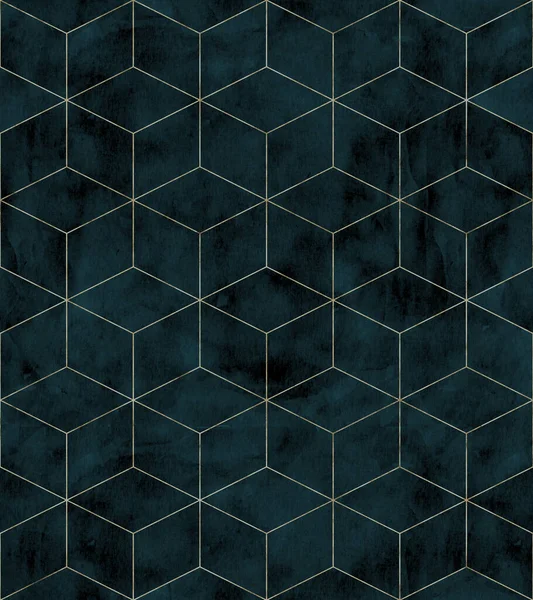 Art Deco Stil Würfel Nahtlose Muster Hintergrund Abstrakte Polygon Geometrische — Stockfoto