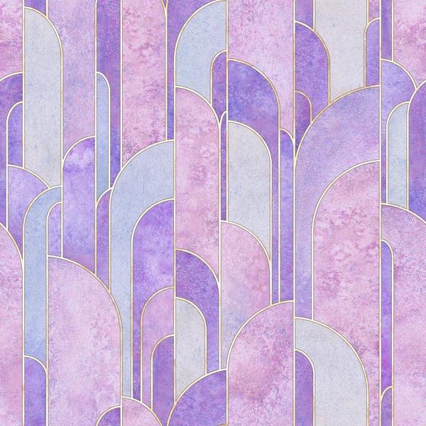 Art Deco Stil Abstrakte Geometrische Formen Nahtlose Muster Hintergrund Aquarell — Stockfoto