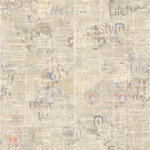 Old Grunge Unreadable Vintage Newspaper Paper Texture Square Seamless Pattern — Stock Photo, Image