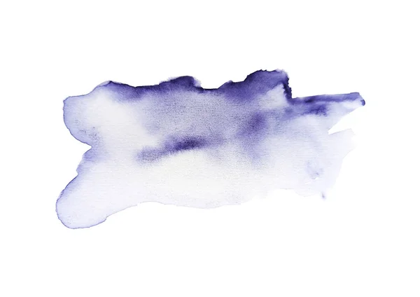 白色の背景に分離された抽象的な水彩のグランジ染色 手描き紫藍液体スポットブロック要素水彩テクスチャ テンプレート チラシ 小冊子 グリーティングカード 招待状の印刷 — ストック写真