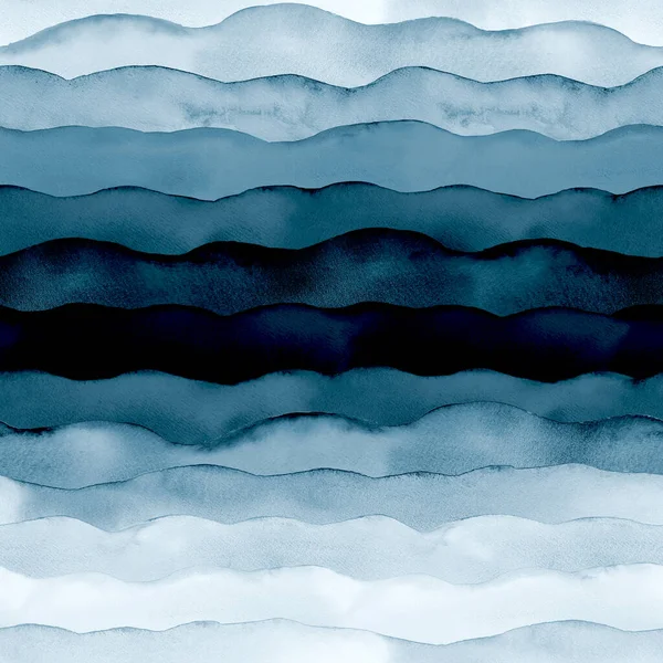 Abstract Aquarel Zee Oceaan Blauw Teal Turquoise Marine Indigo Gekleurde — Stockfoto