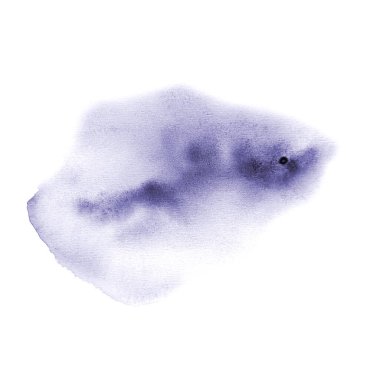 Soyut suluboya grunge lekesi beyaz arkaplanda izole edilmiş. El çizimi mor çivit likit leke elementi sulu boya dokusu. Şablon, broşür, broşür, tebrik kartı, davet için yazdır