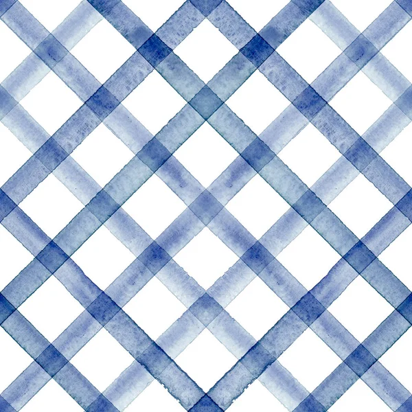 Watercolor Stripe Gingham Sem Costura Padrão Cor Azul Marinho Indigo — Fotografia de Stock