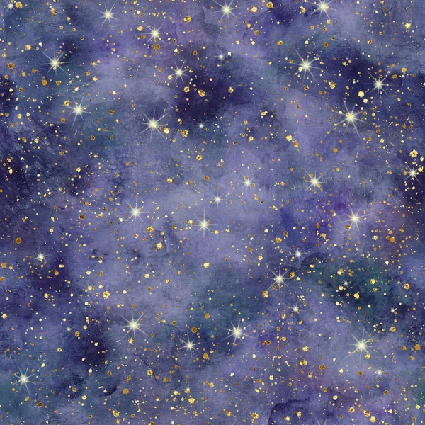 Abstraktes Aquarell Indigo Himmel Sterne Nacht Hintergrund Aquarell Handgezeichnete Marineblaue — Stockfoto