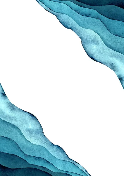 Aquarel Zee Oceaan Golf Blauw Teal Turquoise Gekleurde Achtergrond Aquarel — Stockfoto