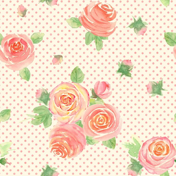 Watercolor Roses Flowers Beautiful Floral Seamless Pattern Watercolour Hand Drawn — Fotografia de Stock