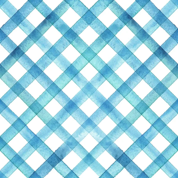Watercolor Stripe Plaid Seamless Pattern Color Teal Blue Turquoise Stripes — Stock Photo, Image