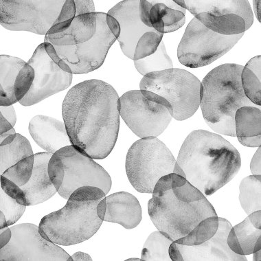 Soyut suluboya boyası renk arkaplanı oluşturur. El çizimi, şeffaf siyah sıvı lekeleri, pürüzsüz desen. Suluboya dokusu. Tekstil, kumaş, duvar kağıdı, ambalaj kağıdı baskısı.