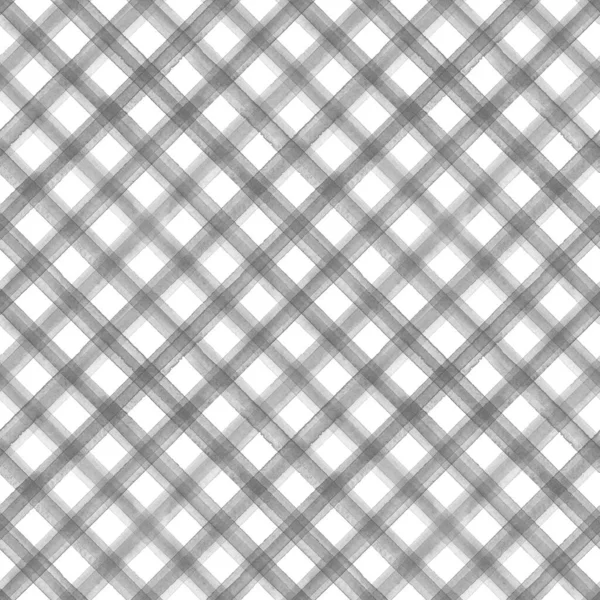 Watercolor Stripe Plaid Seamless Pattern Black Grey White Stripes Background — Stock Photo, Image