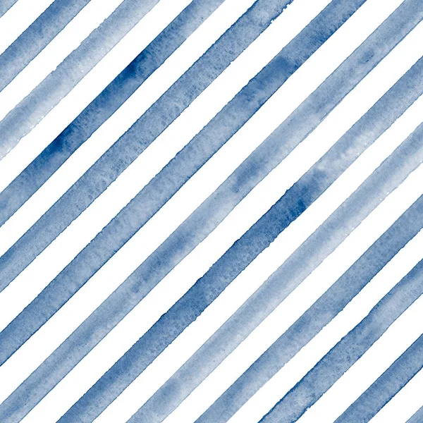 stock image Watercolor blue diagonal stripes on white background. Colored striped seamless pattern. Watercolour hand drawn stripe texture. Print for cloth design, textile, fabric, wallpaper, wrapping, tile.