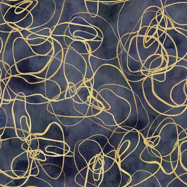Αφηρημένη Χρυσή Γραμμή Αδιάλειπτη Μοτίβο Χειροποίητες Χρυσαφένιες Λαμπερές Γραμμές Φόντο — Φωτογραφία Αρχείου