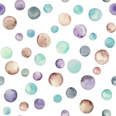 Soyut suluboya doğum günü partisi geçmişi. Elle çizilmiş çok renkli geometrik şekiller kusursuz daireler. Suluboya renkli doku. Tekstil, kumaş, duvar kağıdı, ambalaj kağıdı baskısı.