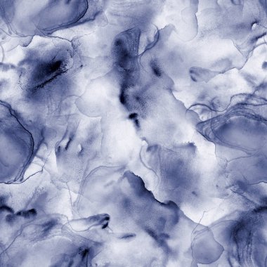 Soyut suluboya sıvı boyalı lüks arka plan. Elle çizilmiş lacivert sıvı lekeleri, pürüzsüz elementler. Suluboya dokusu. Tekstil, kumaş, duvar kağıdı, ambalaj kağıdı baskısı.