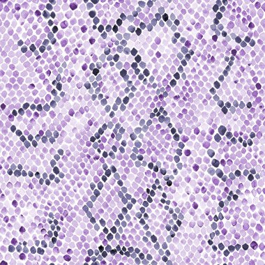 Suluboya yılan derisi pürüzsüz desen. Suluboya mor el boyalı yılan derisi kamuflaj hayvan dokusu. Grunge sürüngen geçmişi. Moda giysileri, tekstil, aksesuarlar, duvar kâğıdı, ambalaj kağıdı