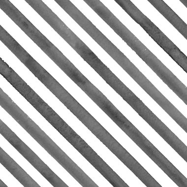 Beyaz arka planda suluboya siyah çapraz çizgiler. Renkli çizgili, pürüzsüz desen. Suluboya el çizgisi deseni. Kumaş tasarımı, tekstil, kumaş, duvar kağıdı, ambalaj, fayans baskısı.