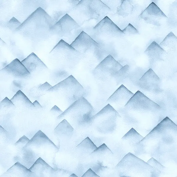 Astratto Acquerello Montagne Sfondo Nebbioso Disegnato Mano Blu Navy Macchie — Foto Stock