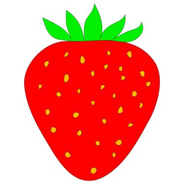 El çizimi kırmızı çilek beyaz arka planda izole. Vektör çizimi. Mutfak, bar, restoran koleksiyonu. Dekorasyon, içecekler için malzeme, kokteyller, tatlılar