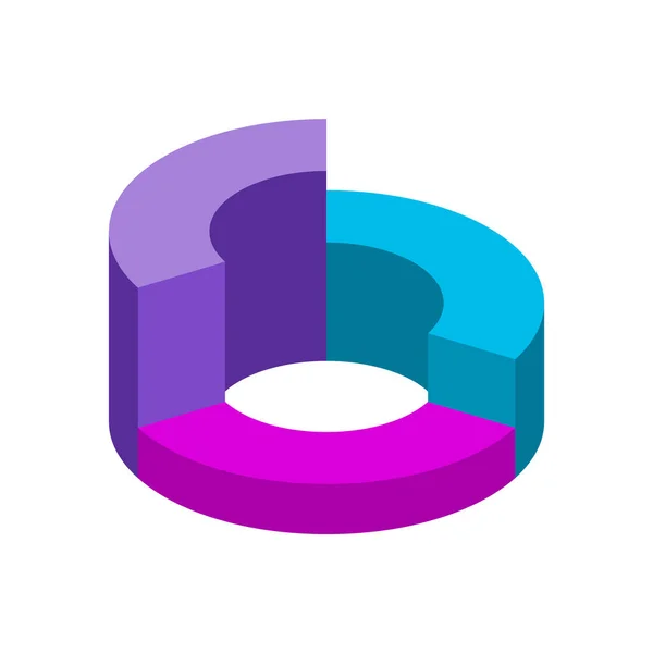 Icône Graphique Secteurs Coloré Graphique Circulaire Avec Trois Parties Niveaux — Image vectorielle