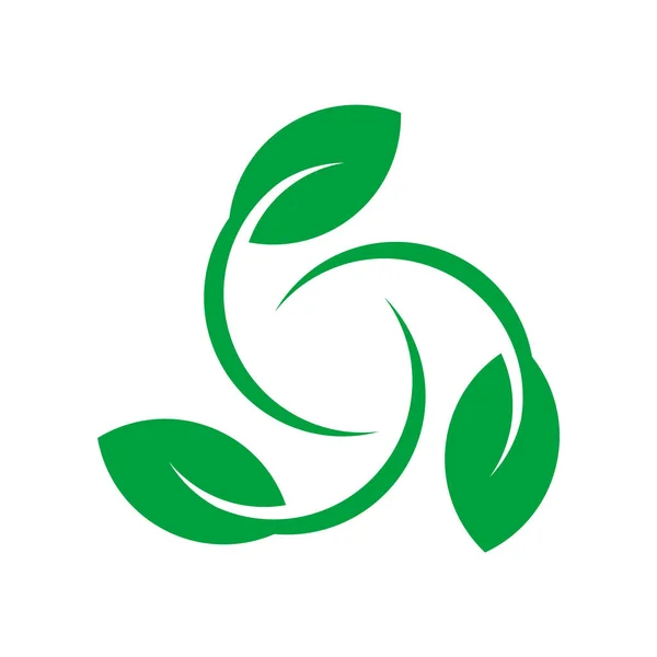Modelo Design Logotipo Proteção Ambiental Três Folhas Girando Formando Uma —  Vetores de Stock