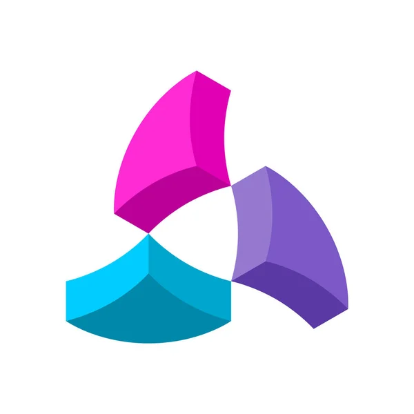 Цветной Шаблон Логотипа Четверти Окружности Образуют Треугольную Форму Движения Три — стоковый вектор