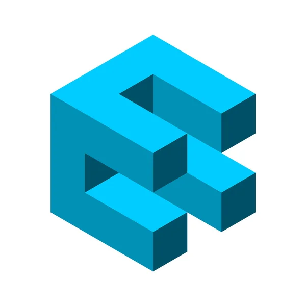 Modelo Design Logotipo Forma Cubo Abstrato Azul Ilusão Óptica Truque — Vetor de Stock