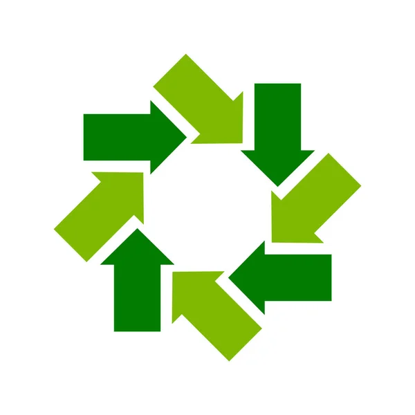 Flechas Verdes Círculo Reciclar Upcycle Concepto Ciclo Descendente Reducir Reutilizar — Vector de stock