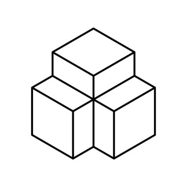 Üç doğrusal blok bir yapı oluşturur. İnşaat, mimarlık, inşaat endüstrisi. Dikdörtgen çizgi tasarım elementleri. Birlik konsepti. Ekli izometrik kareler. Vektör illüstrasyonu, klip sanatı. 