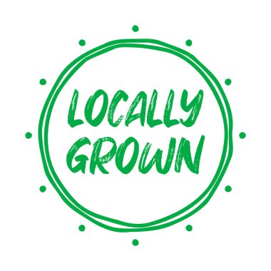 Minimal locally grown logo, stamp or symbol. Hand drawn sign for food produced in local farms. Healthy environmental production badge. Buy local products campaign. Vector illustration, flat, clip art.