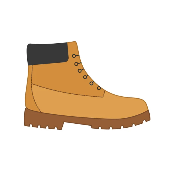 建設労働者の起動 黄色の安全作業靴 ハイキングライフスタイルのブーツ 個人用保護具履物 健康安全環境 高い男の靴 ベクターイラスト フラット クリップアート — ストックベクタ