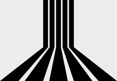 Siyah geçmişe dönük çizgiler. Vintage çizgileri arka planı. 60 'lar ve 70' ler tarzı grafik tasarımı. Dikey paralel çizgiler 3D etki oluşturur. Duvar ve zemin. Uzayı kopyala Vektör illüstrasyonu. 