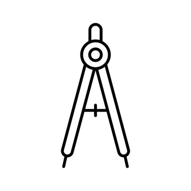 Pusula ayırıcı çizgi simgesi. Geometri, mimarlık ve taslak. Eğitimsel, teknik ve tasarımla ilgili görsel ve materyaller için ideal. Okul malzemeleri sembolü. Matematik. Vektör illüstrasyonu. 