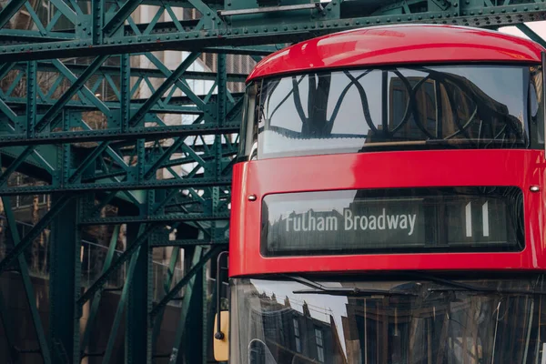 London February 2023 Close Fulham Broadway Destination Route Red Double — Stock Photo, Image