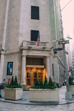 New York, USA - November 25, 2022: Entrance to The New York Stock Exchange, an American stock exchange in the Financial District of Lower Manhattan in New York City.