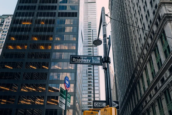 New York Usa November 2022 Street Name Signs Broadway Mile — Foto Stock