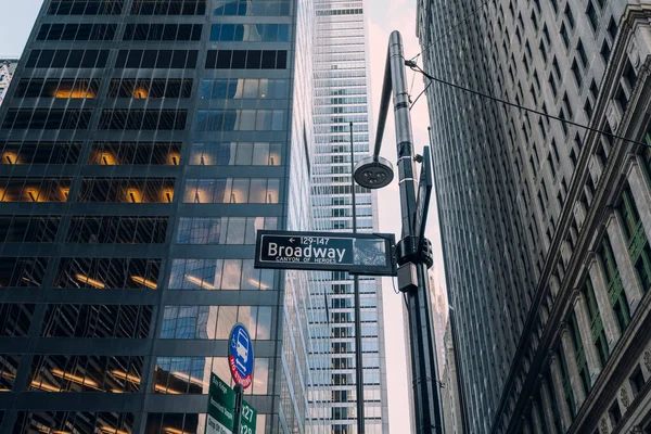New York Usa November 2022 Street Name Signs Broadway Mile — Stock Photo, Image
