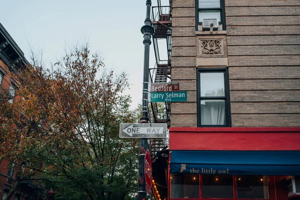 2022年11月23日 ニューヨーク アメリカ ラリー セルマン ウェイ ストリートの看板 ベッドフォード ストリートのコレクターにちなんで名付けられたラリーは 彼の募金活動で知られていました — ストック写真