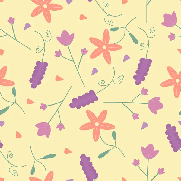 Motif Floral Abstrait Sans Couture Sur Fond Jaune Motifs Parfaits — Image vectorielle