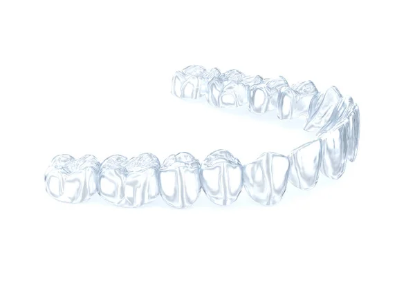 Vizuální Rovnátka Nebo Neviditelné Rovnátka Bílém Lékařsky Přesná Zubní Ilustrace — Stock fotografie