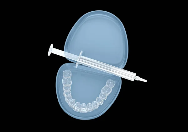 歯のホワイトニングキット インサインとゲル 3Dイラストのコンセプト — ストック写真