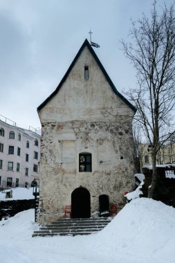 16. yüzyıldan kalma ortaçağ evi manzarası. Bruger Estate Stone Malikanesi, Vyborg, Rusya. Yüksek kalite fotoğraf