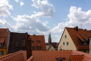 Eski şehir Nuremberg 'in panoramik manzarası, Nurnberg, Franconia, Bavyera. Yüksek kalite fotoğraf