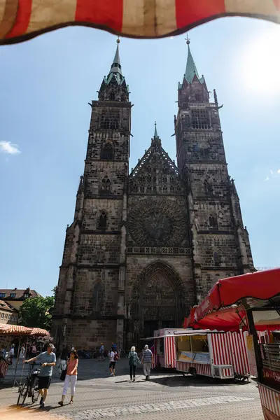 Нюрнберг Німеччина Липня 2023 Вид Церкву Святого Лоренца Історичному Центрі — стокове фото