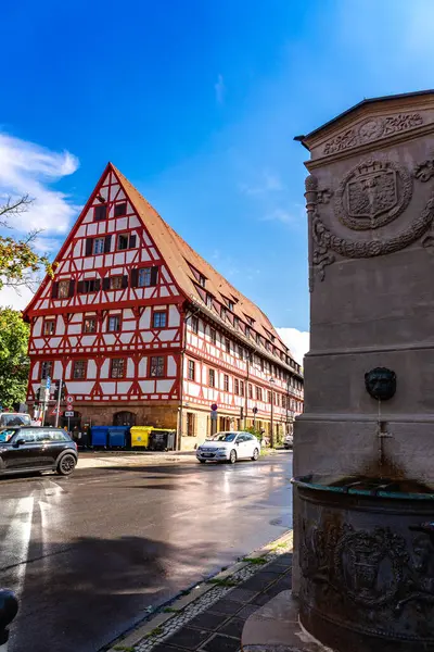 Nürnberg Tyskland Juli 2023 Halvtimrade Hus Nürnberg Bayern — Stockfoto