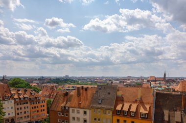 Eski şehir Nuremberg 'in panoramik manzarası, Nurnberg, Franconia, Bavyera. Yüksek kalite fotoğraf