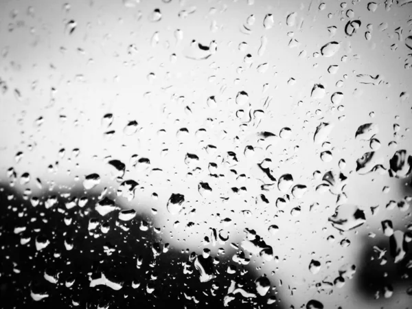 Черно Белое Изображение Влажного Стекла Штормовое Небо Мокрым Стеклом — стоковое фото